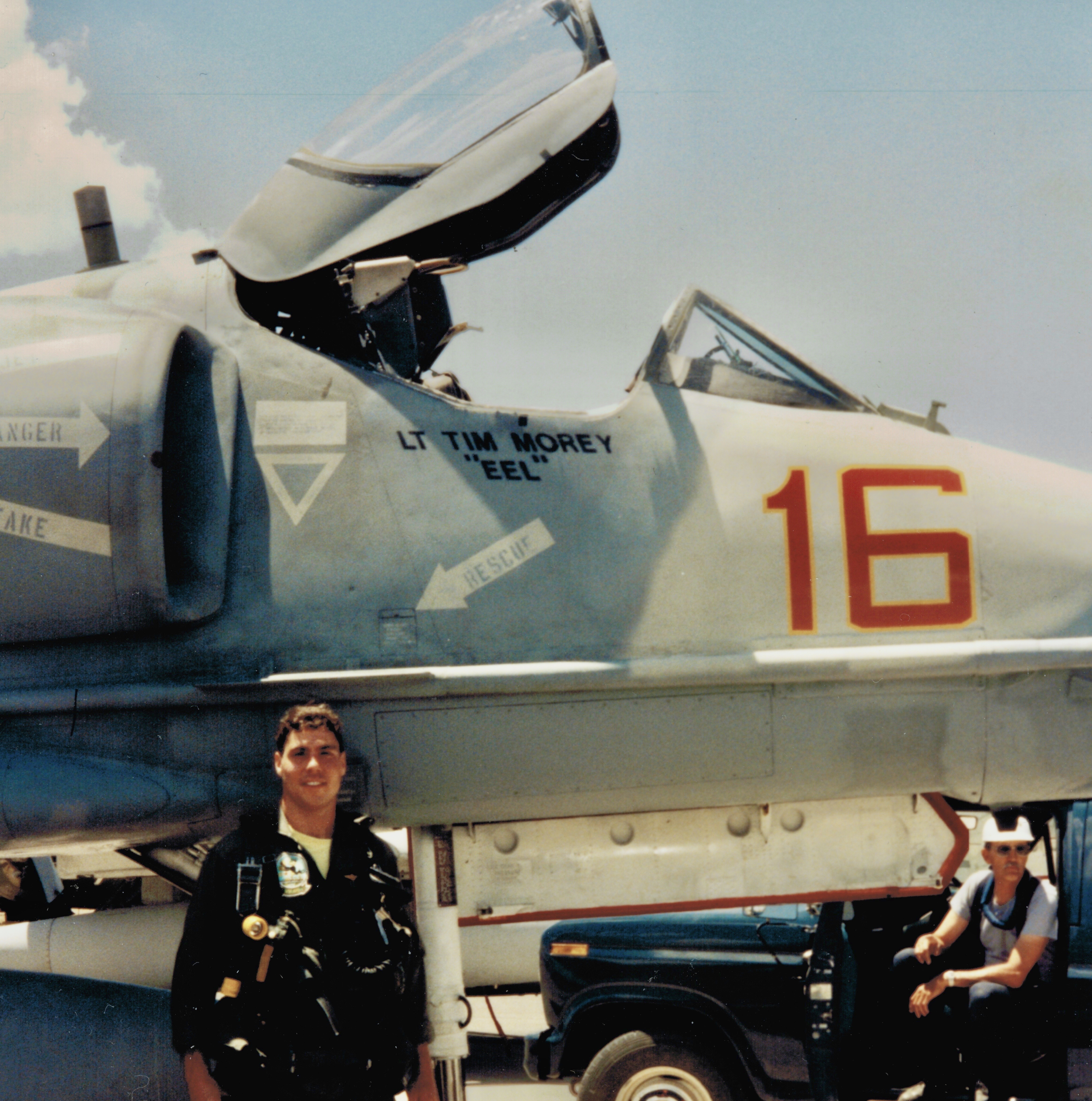 LT Tim “Eel” Morey, VF-45, attending TOPGUN Adversary course in San Diego, June 1995. A-4E 