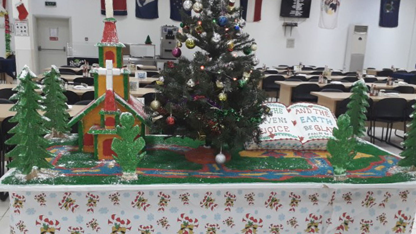 Isa Air Base’s main galley The Paradisa Café decorated for their annual Christmas dinner last year.