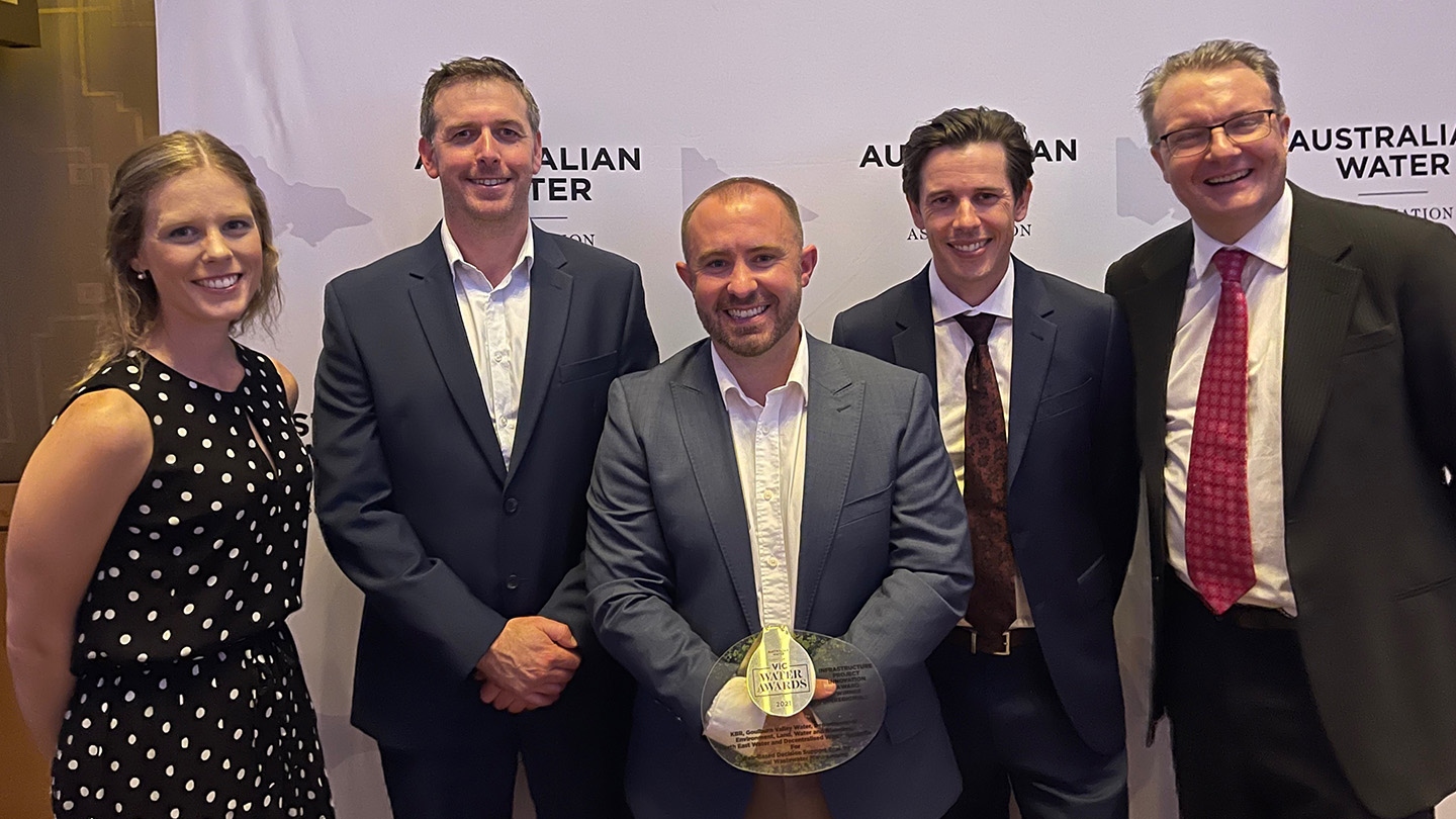 KBR and partners pictured at Australian Water Association VIC Water Award’s after winning the Infrastructure Project Innovation Award (Regional)